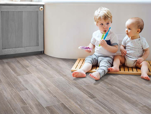 Waterproof luxury vinyl flooring in a bathroom