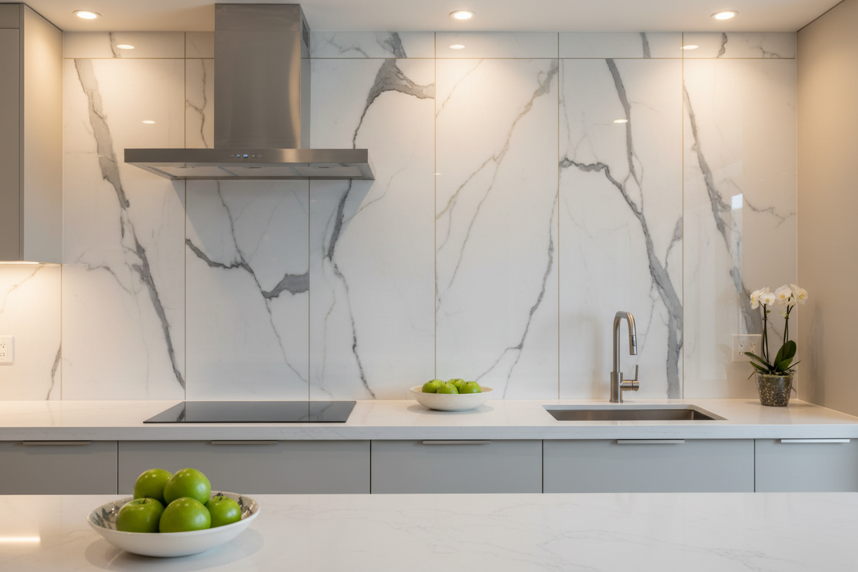Slab tile backsplash 2026 kitchen backsplash trends