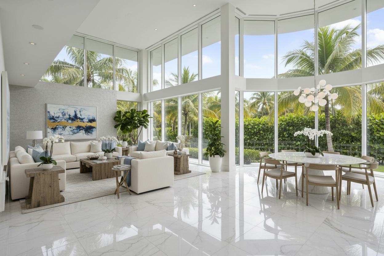 White vs Black marble tile in South Florida